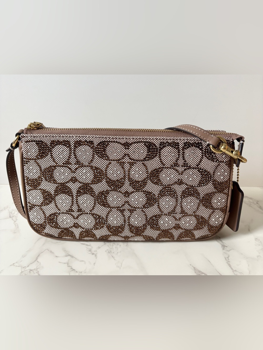 New Coach Plaza Crystal Shoulder Bag Brown - Picture 4 of 13